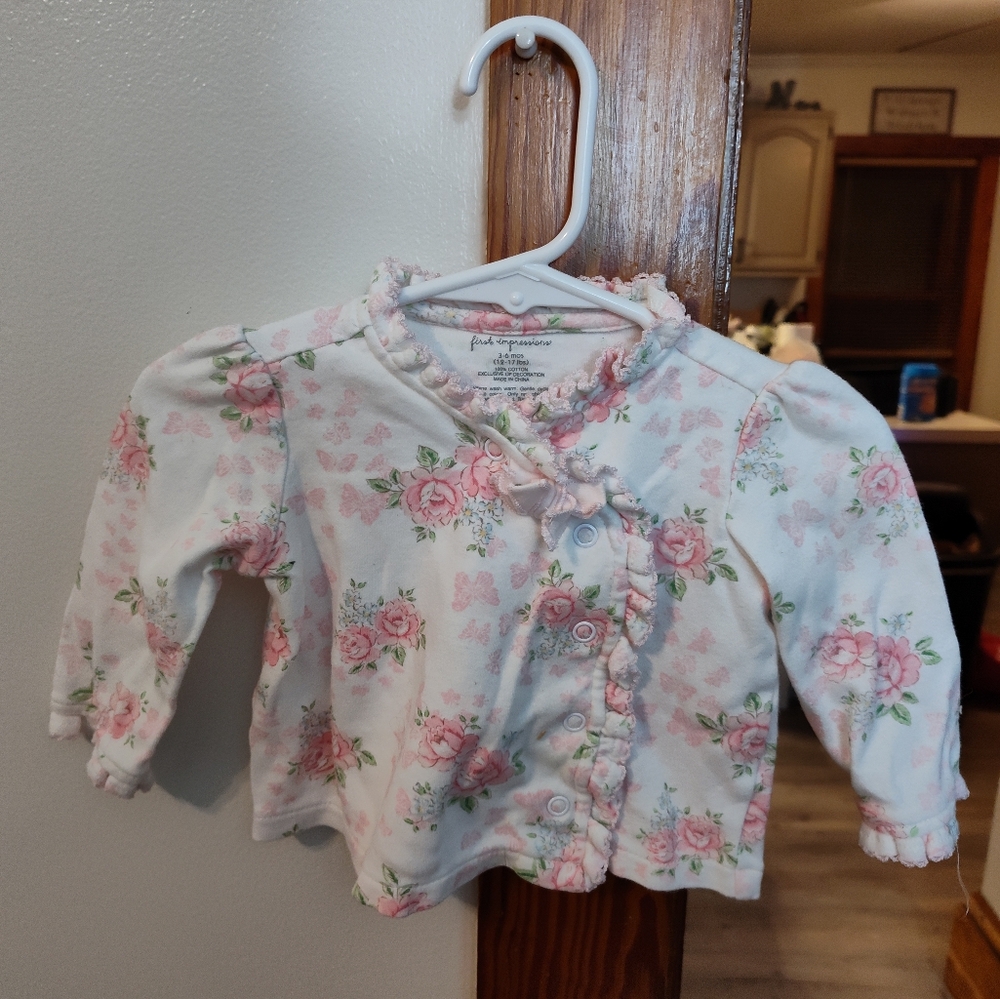 First Impressions Floral Baby Sweater 3-6 Months